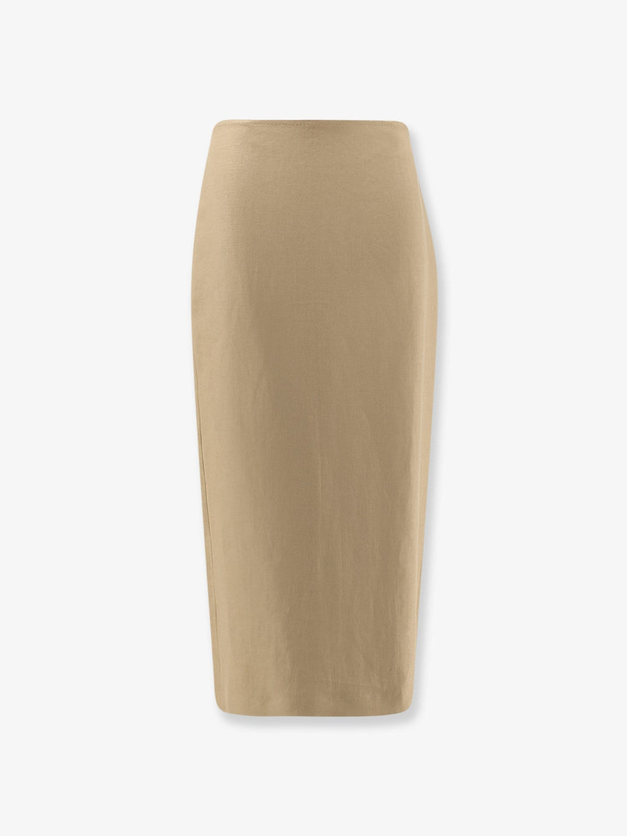 Linen Midi Skirt Beige