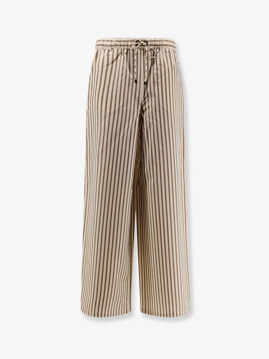 Cotton And Silk Trousers Beige