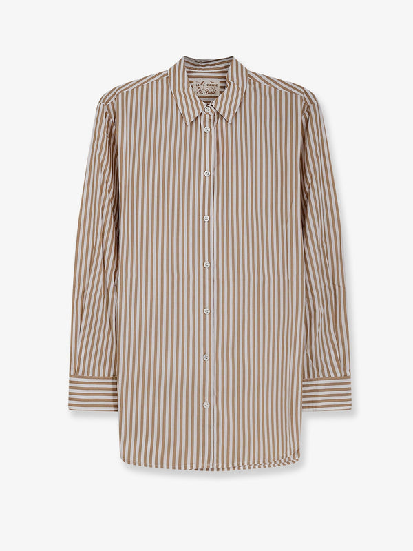 Striped Cotton Shirt Beige