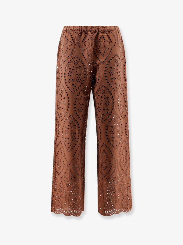 Trousers Inez Sangallo Lace Brown Cotton