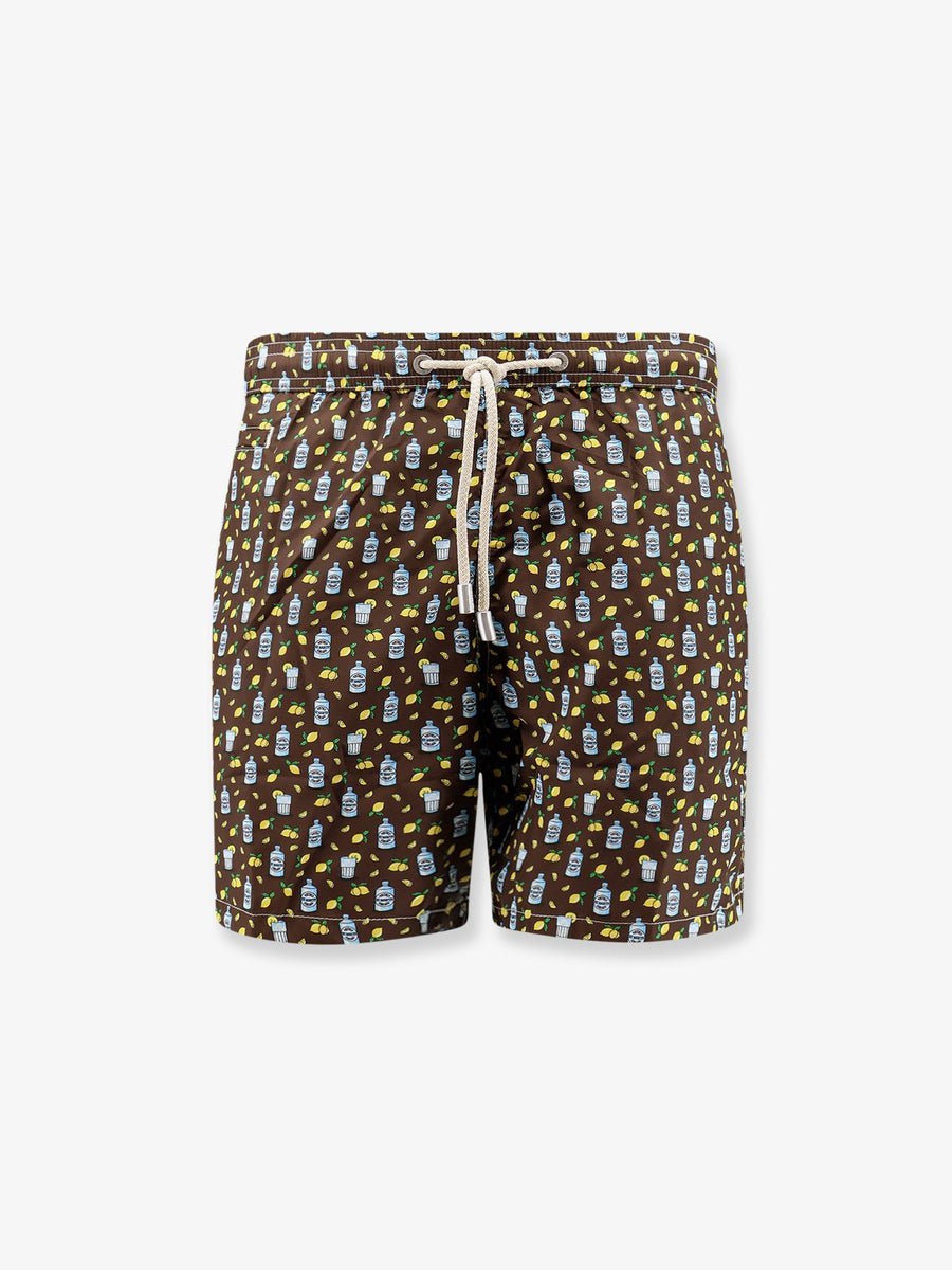 Swim Shorts Micro Pattern Brown Recycled Nylon