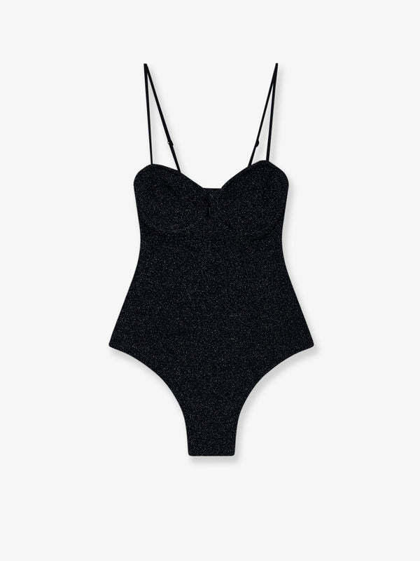 One-Piece Swimsuit Medea Lurex Black Polyamide Swimwear