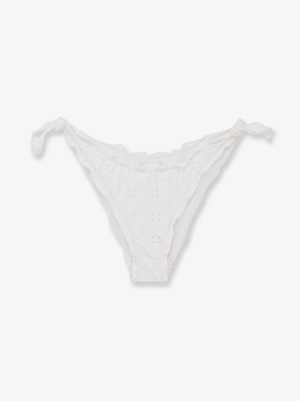 Bikini Brief Moon Embroidered White Polyamide Elastane Swimwear