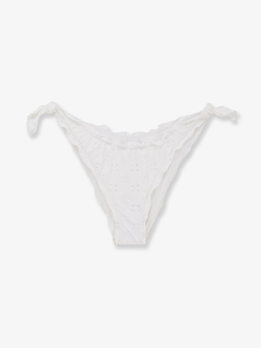 Bikini Brief Moon Embroidered White Polyamide Elastane Swimwear