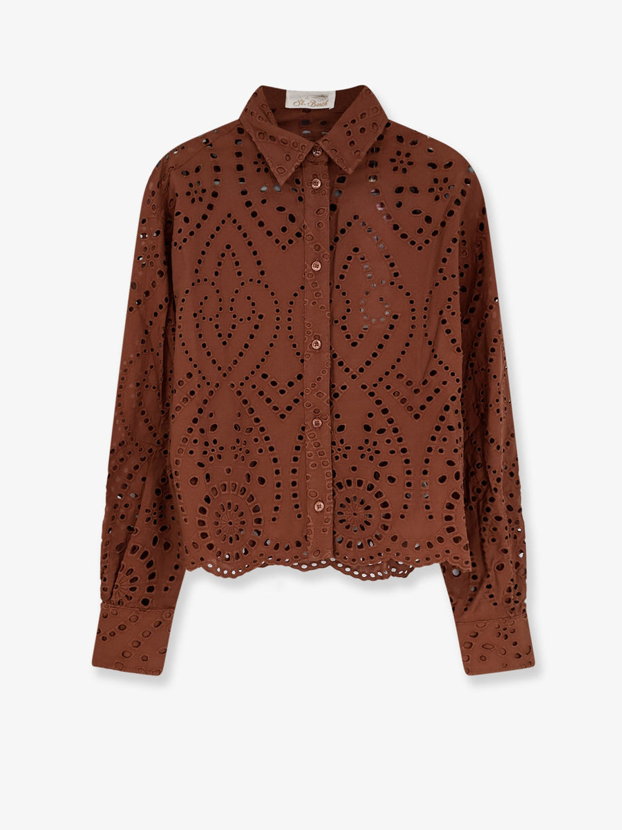 Shirt Sangallo Lace Brown Cotton