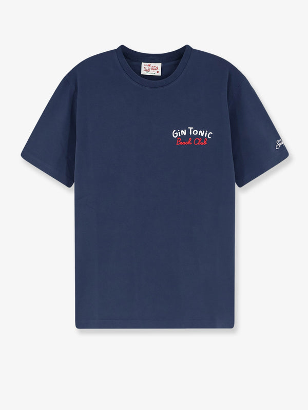 Cotton T-Shirt With Embroidered Logo, Blue T-shirts