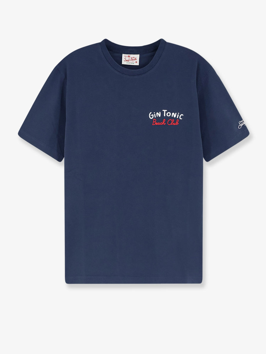Cotton T-Shirt With Embroidered Logo, Blue T-shirts