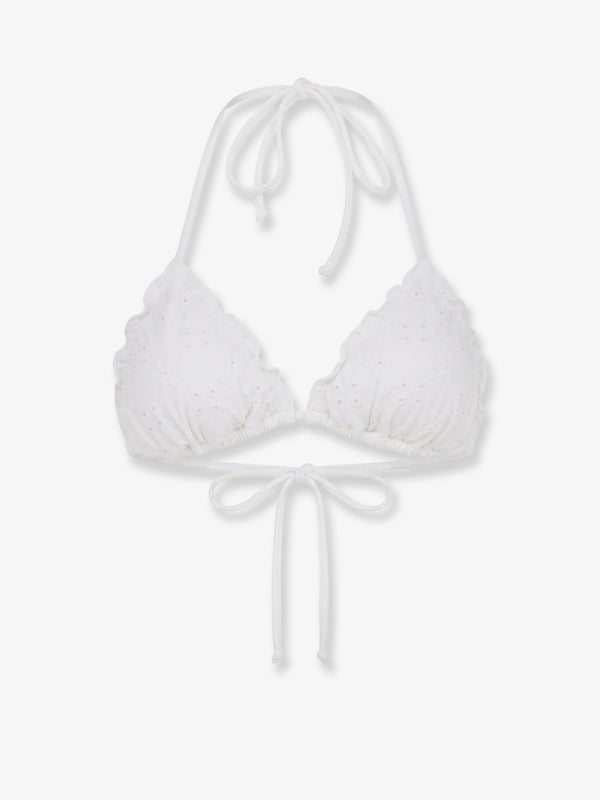 Bikini Top Sagittarius Embroidered White Polyamide Swimwear