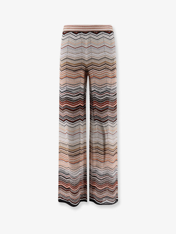 Viscose Trousers With Laminated Chevron Pattern