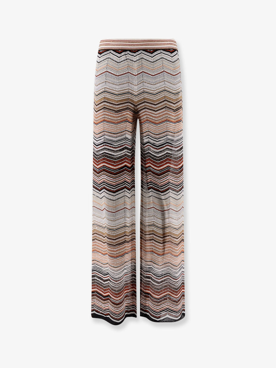 Viscose Trousers With Laminated Chevron Pattern