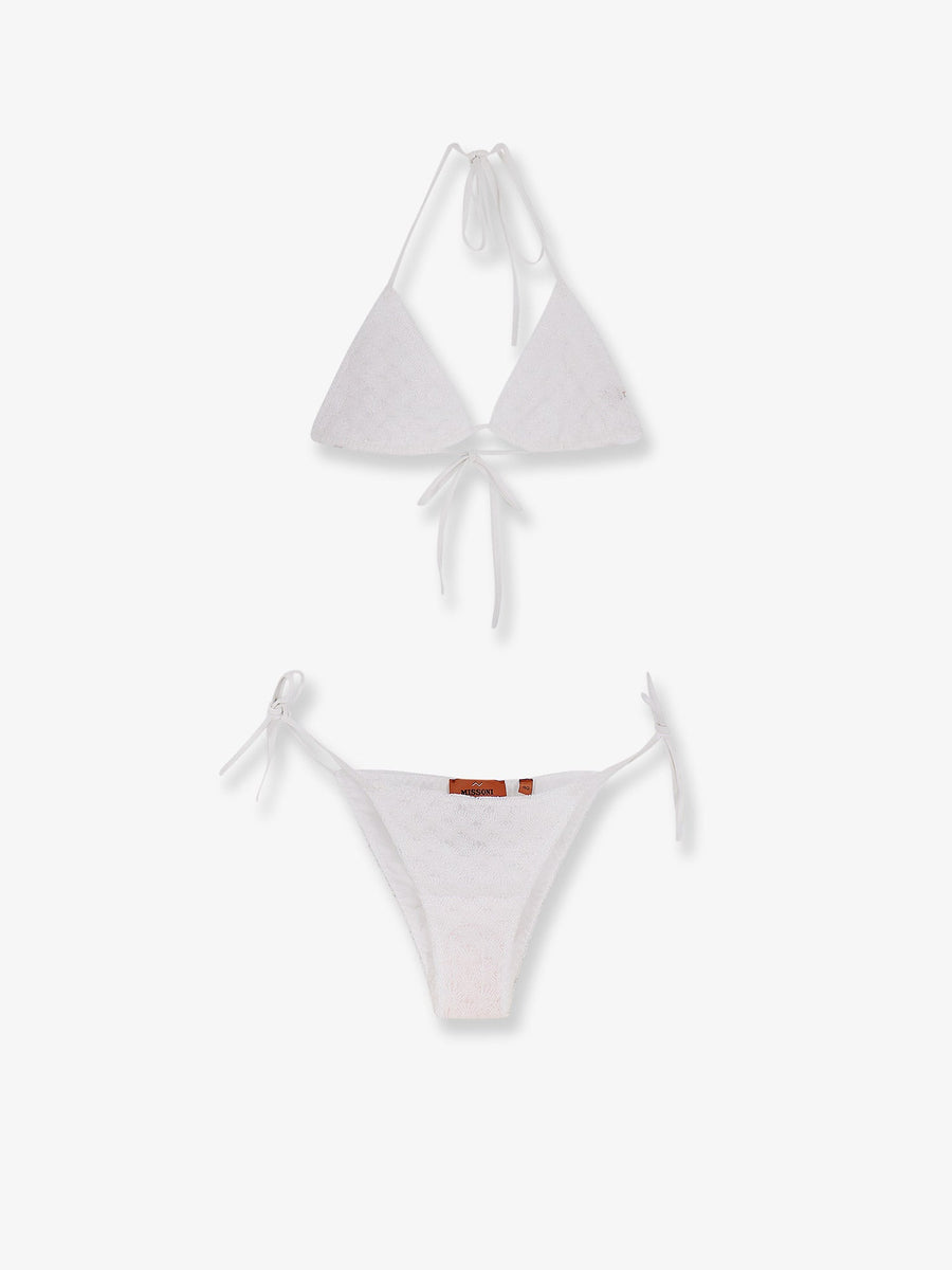 Embroidered Bikini White Viscose Swimwear