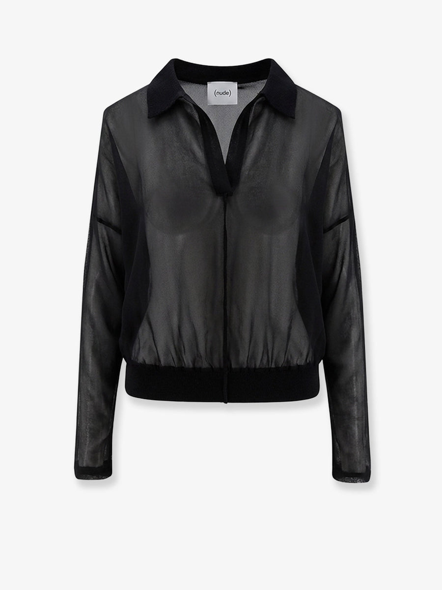 Polo Shirt Black Cotton Tops