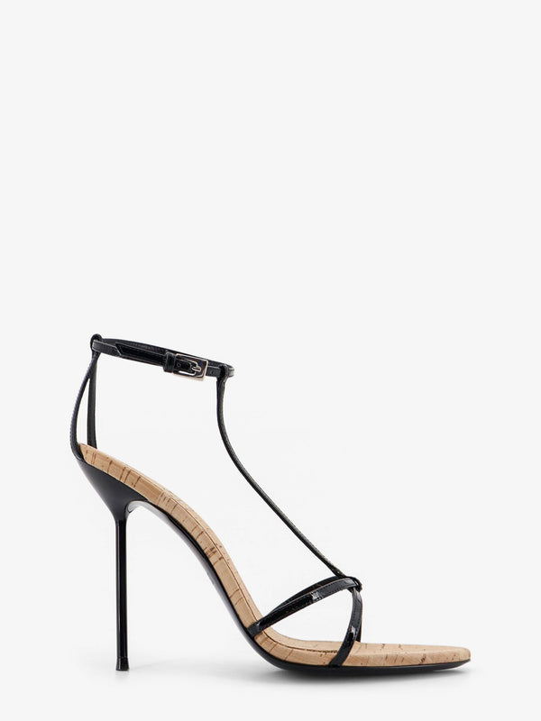 Sandals Lidia Black Leather-Cork Leather/cork