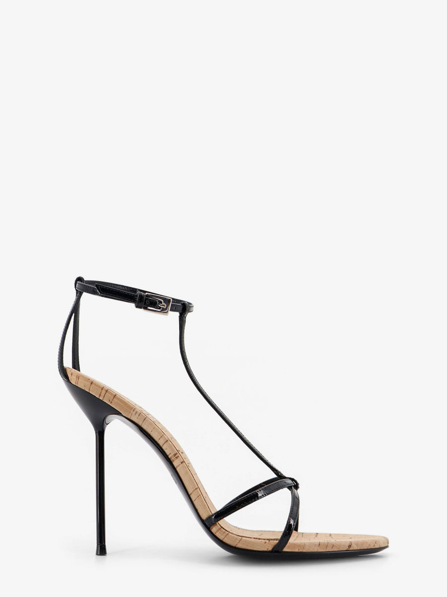 Sandals Lidia Black Leather-Cork Leather/cork