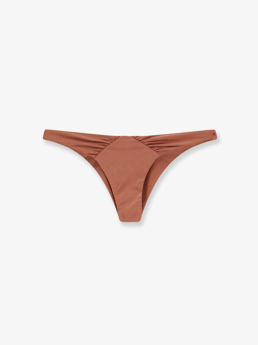 Lycra Bikini Bottoms With High-Cut Leg Brown Polyamide Swimwear