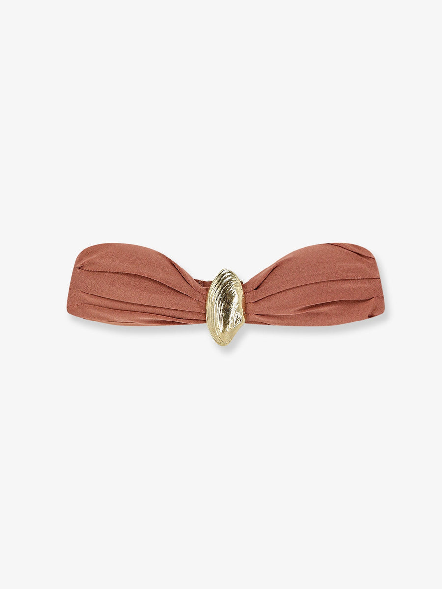 Lycra Bikini Top With Metal Detail Brown Polyester Swimwear