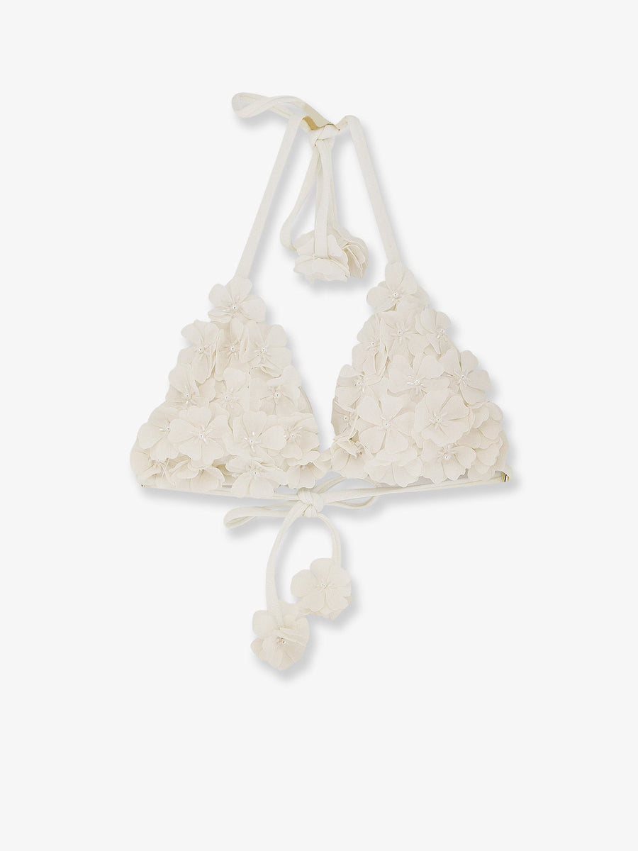 Lycra Bikini Top With Adjustable Closure White Polyester Swimwear