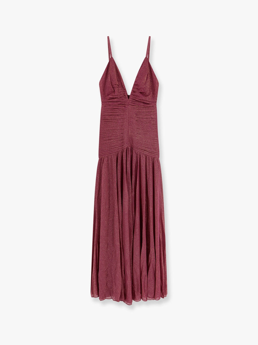Long Viscose Dress With Metallic Effect Purple