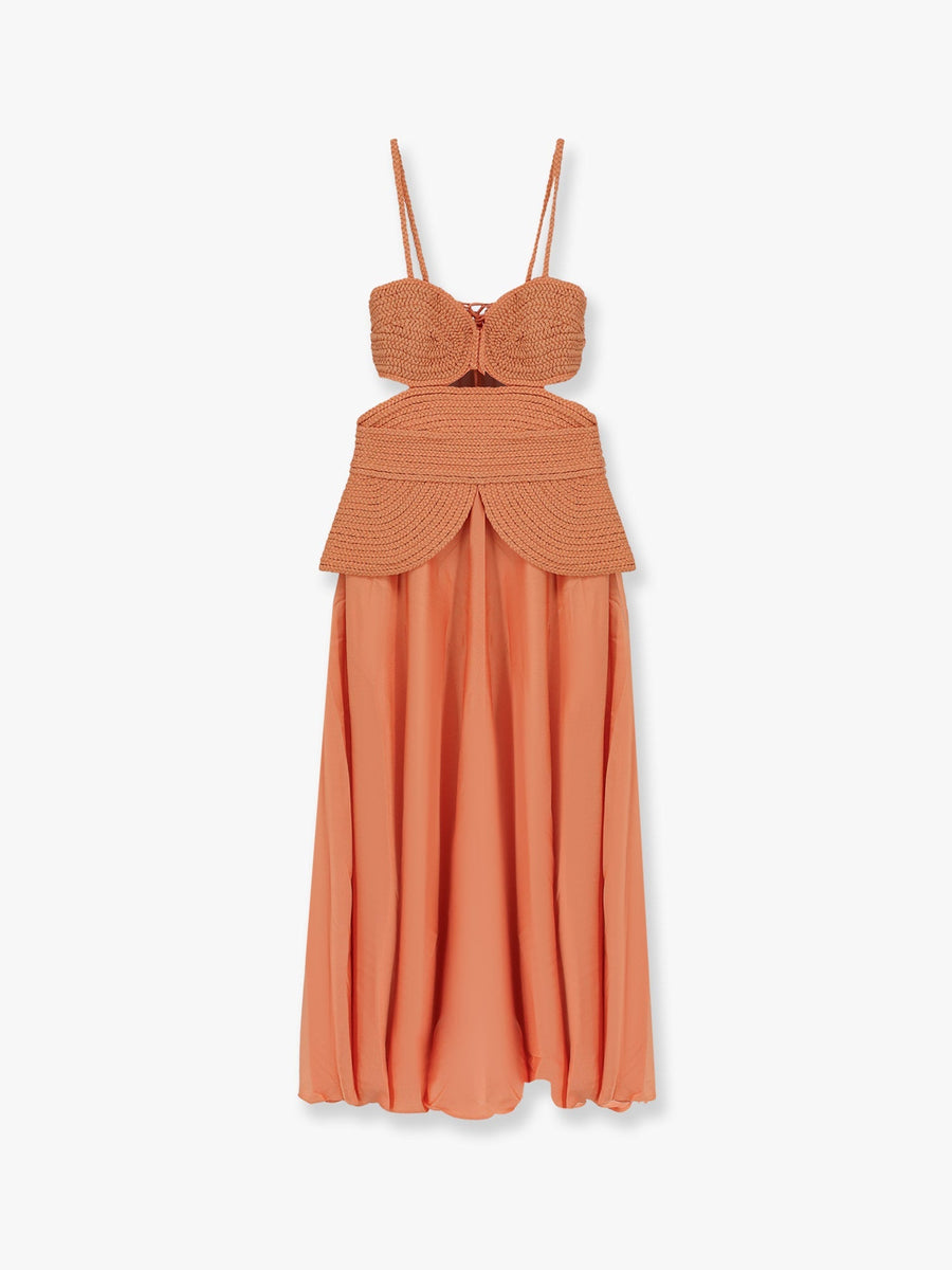 Dress Sunset Satin Orange Polyester