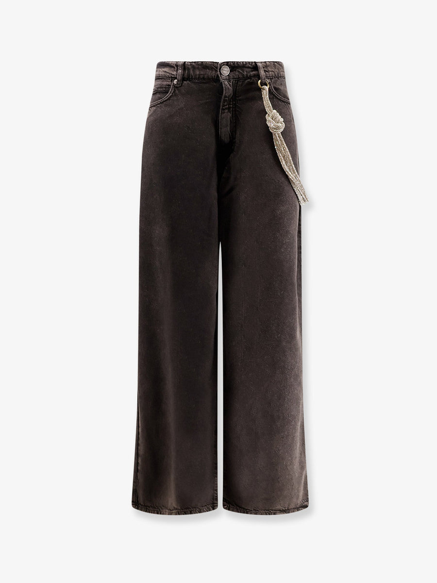 Denim Jeans With Removable Jewel Rope Black Lyocell