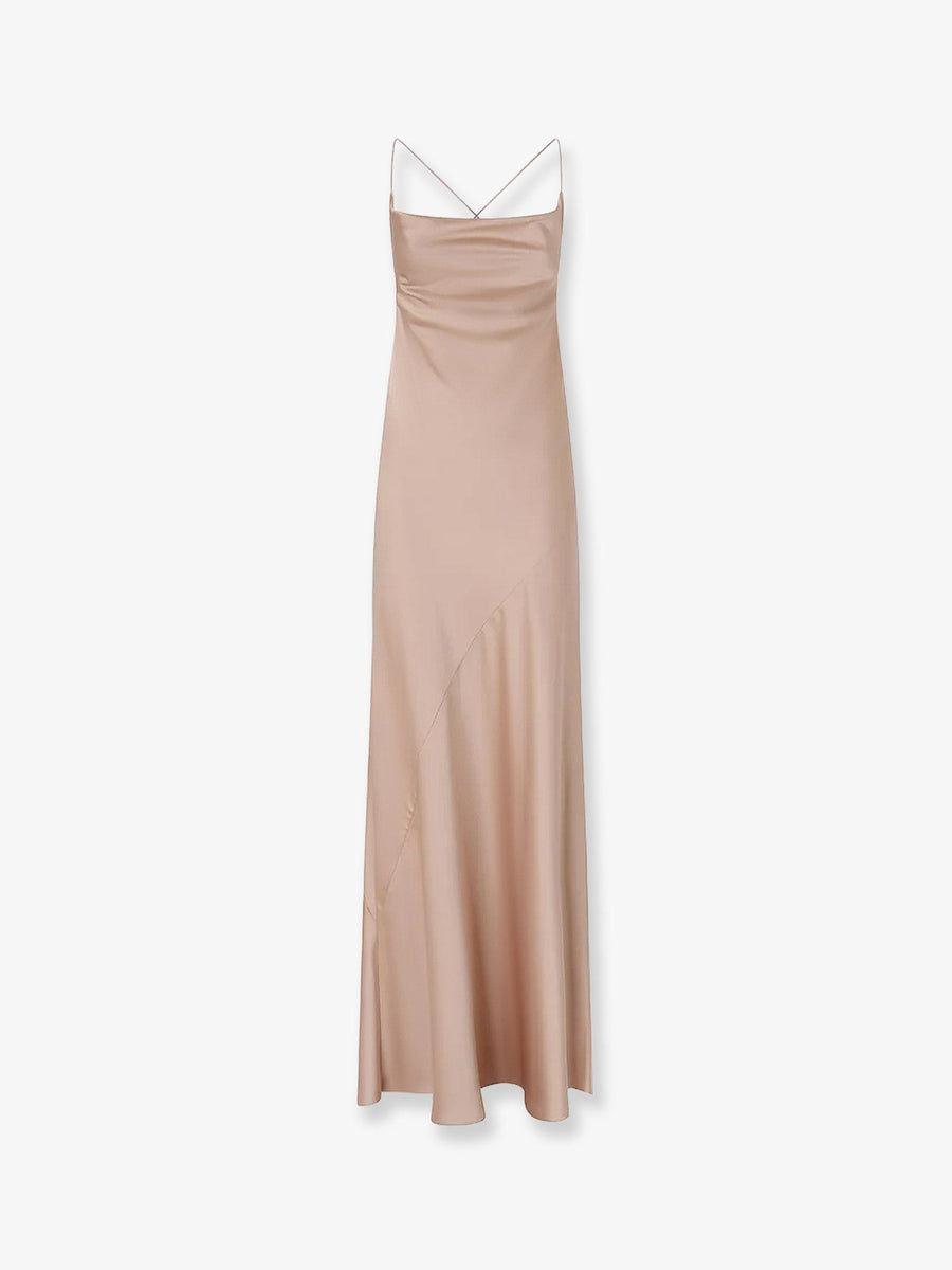 Farro Satin Long Dress Pink Acetate