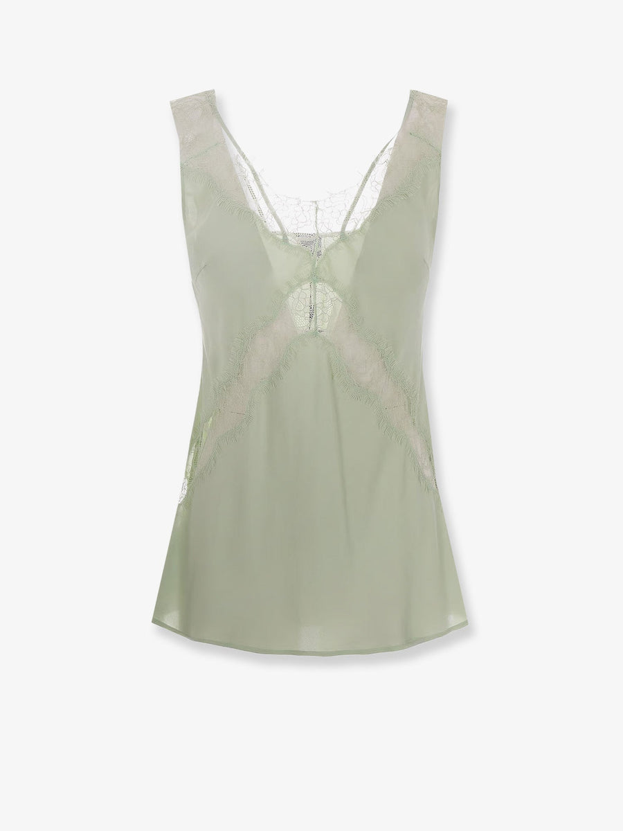 Lydia Satin Top Green Viscose T-shirts & Jerseys