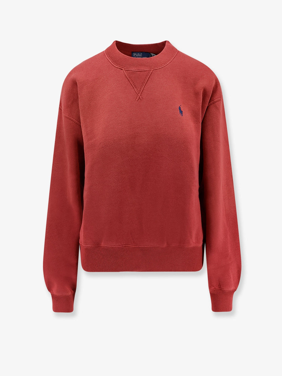 Cotton Blend Sweater With Embroidered Logo Red Sweatshirts