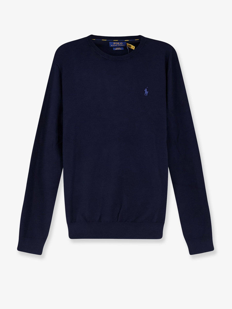 Cotton Sweater With Embroidered Logo Blue