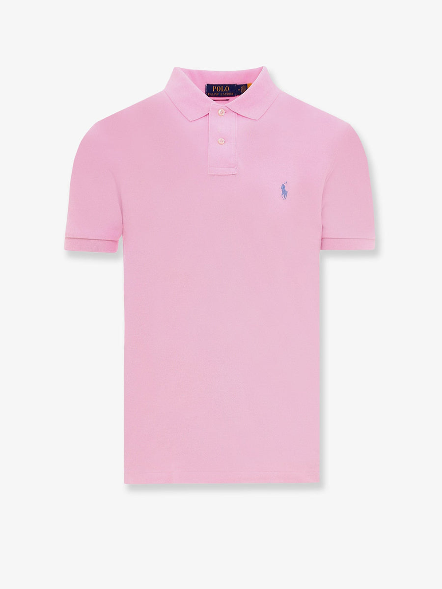 Cotton Polo Shirt With Embroidered Logo Pink