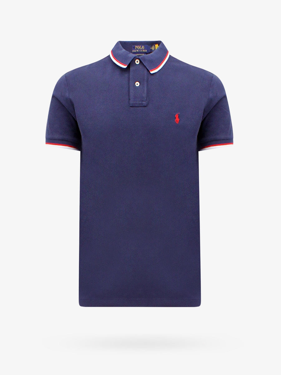 Cotton Polo Shirt With Contrasting Profiles Blue