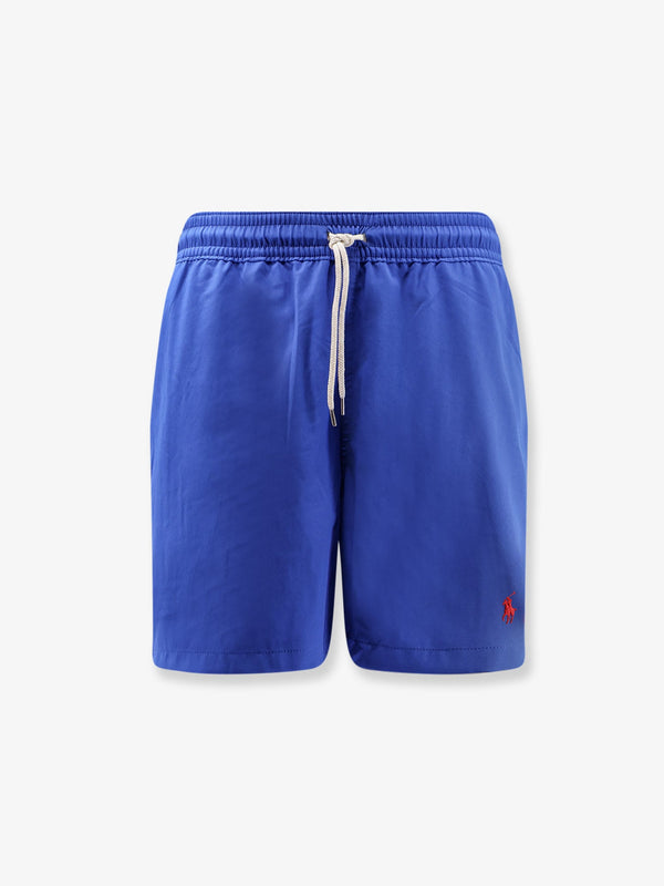 Recycled Nylon Swim Trunks With Logo Blue Polyester Shorts