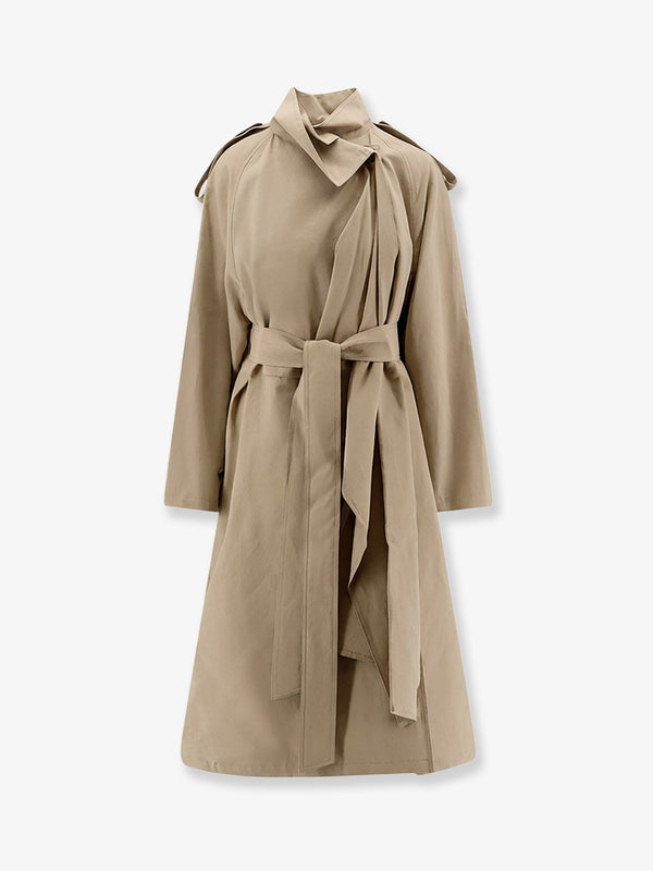 Linen And Cotton Trench Coat Beige & Raincoats