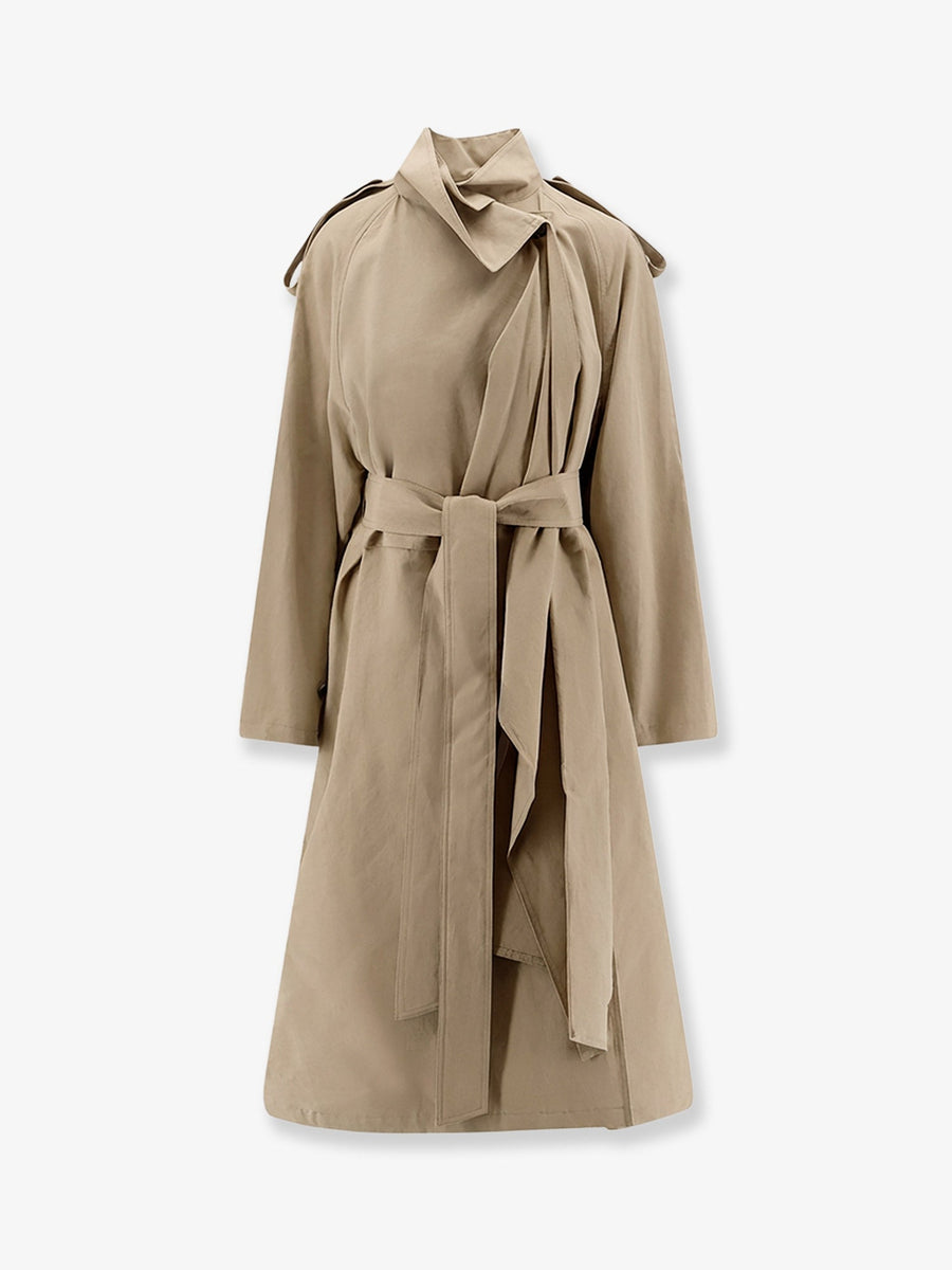 Linen And Cotton Trench Coat Beige & Raincoats