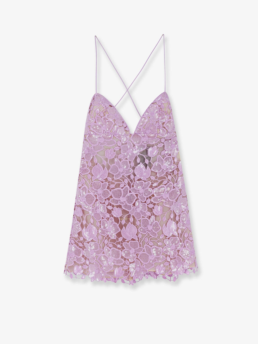 Short Dress Sequin Detail Pink Polyester