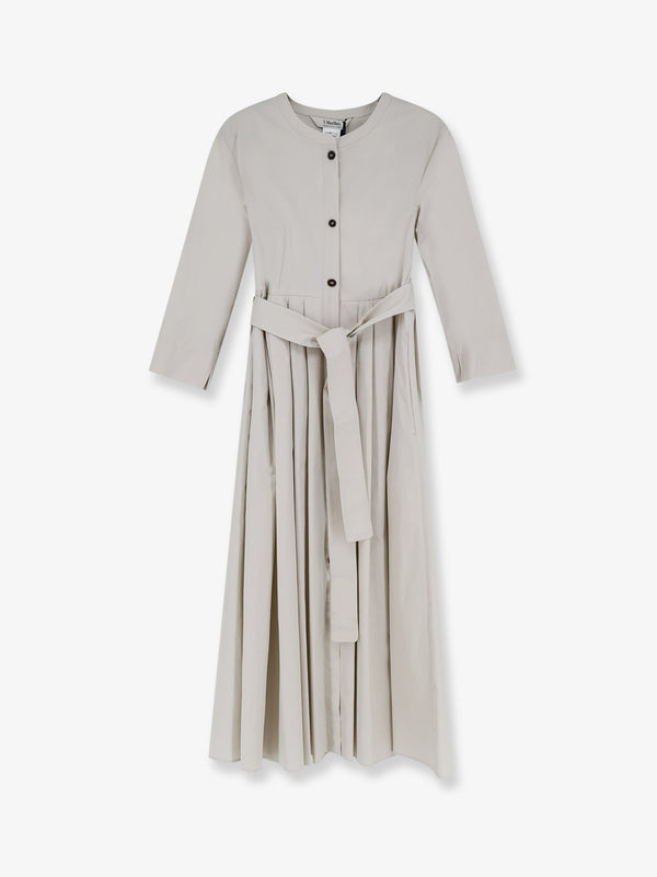 Cotton Dress With Button Closure White