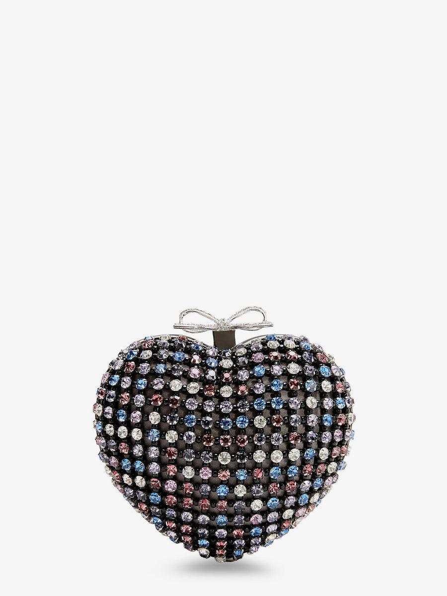 Crystal Heart Clutch Bag Satin/crystal