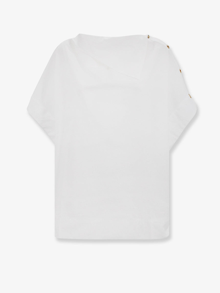 Organic Cotton Top With Asymmetrical Detail White T-shirts & Jerseys