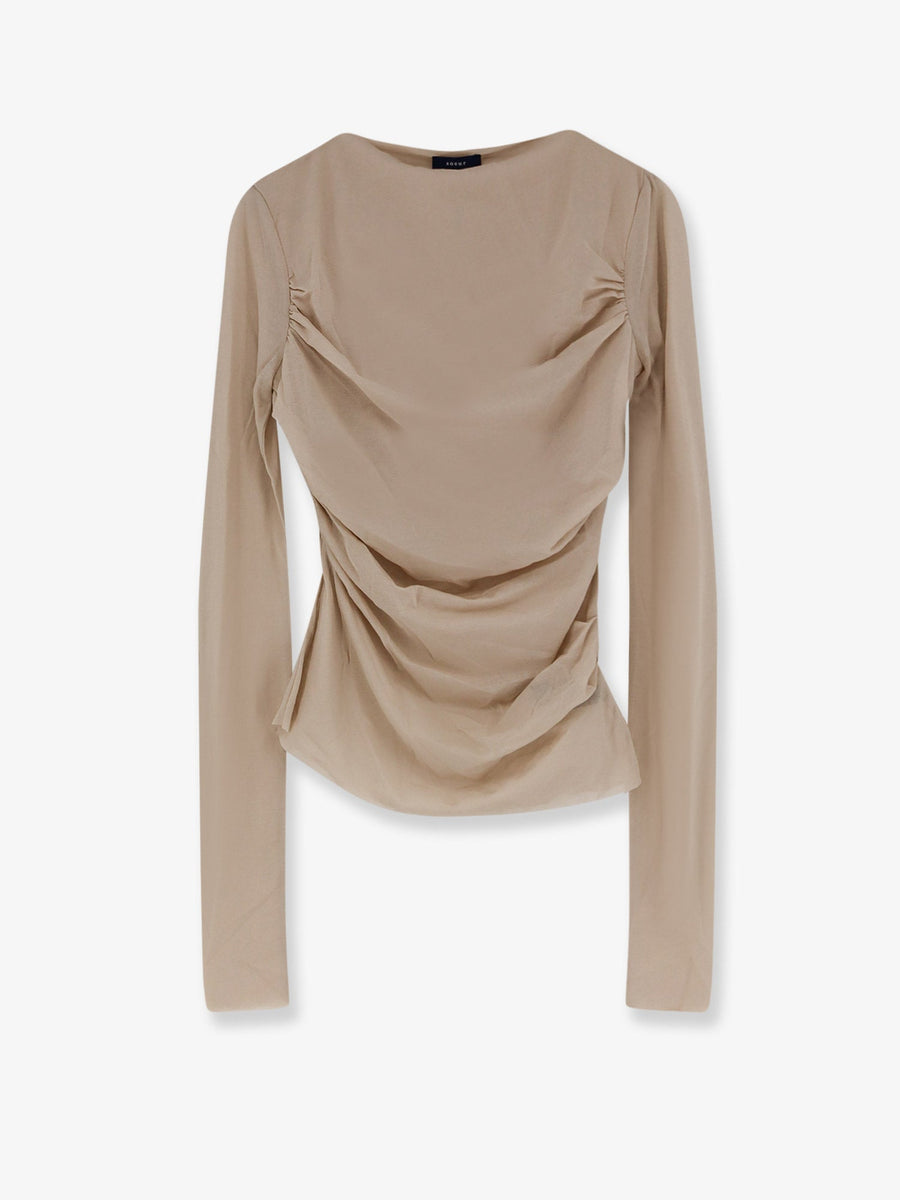 Extra-Fine Cotton Crêpe Top Beige T-shirts & Jerseys