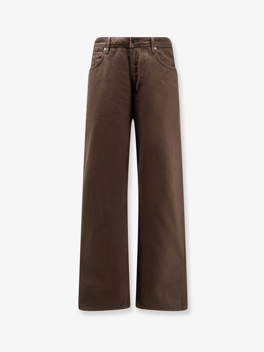 Loose Fit Denim Jeans Brown Cotton