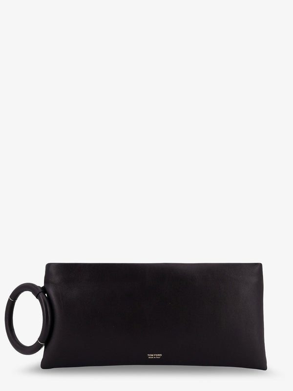 Leather Clutch Bag With Logo Black
