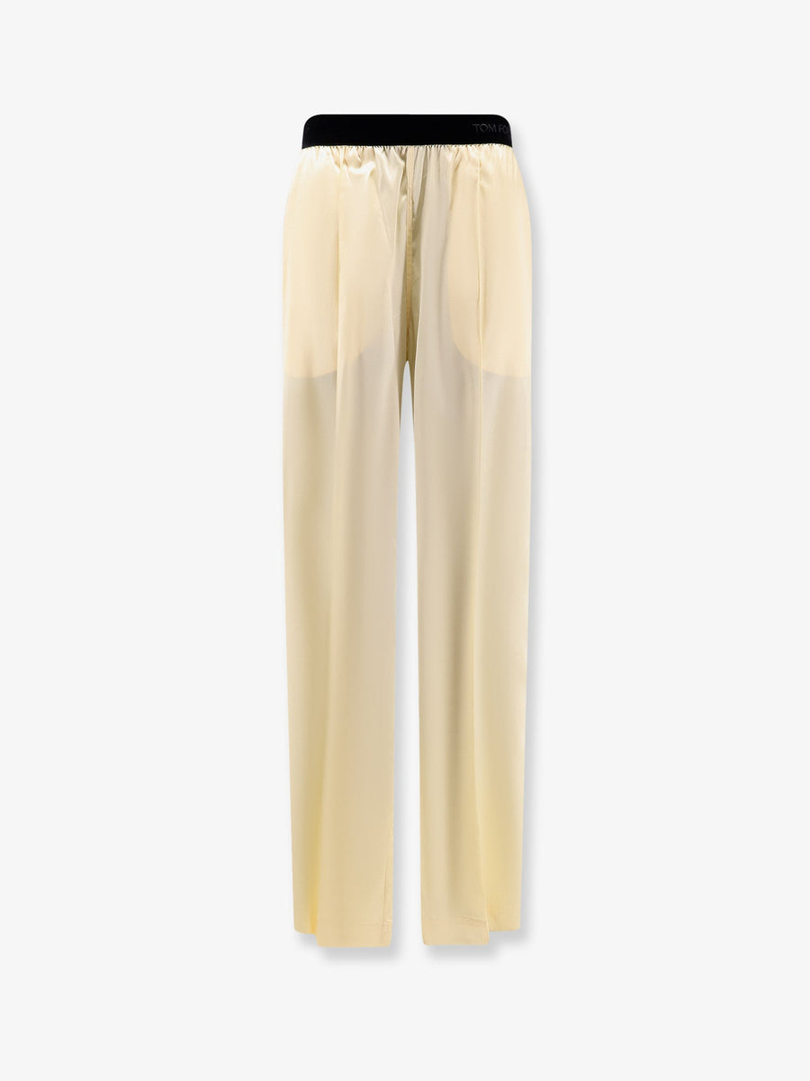Stretch Satin Trousers Yellow Silk