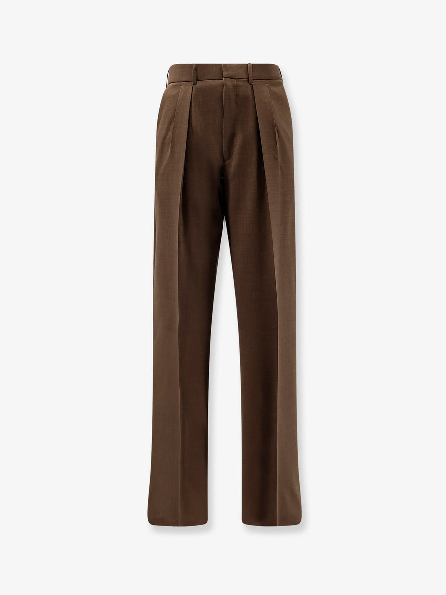 Wool Trousers With Pinces Brown