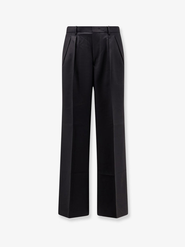 Wool Blend Trousers With Frontal Pinces Black