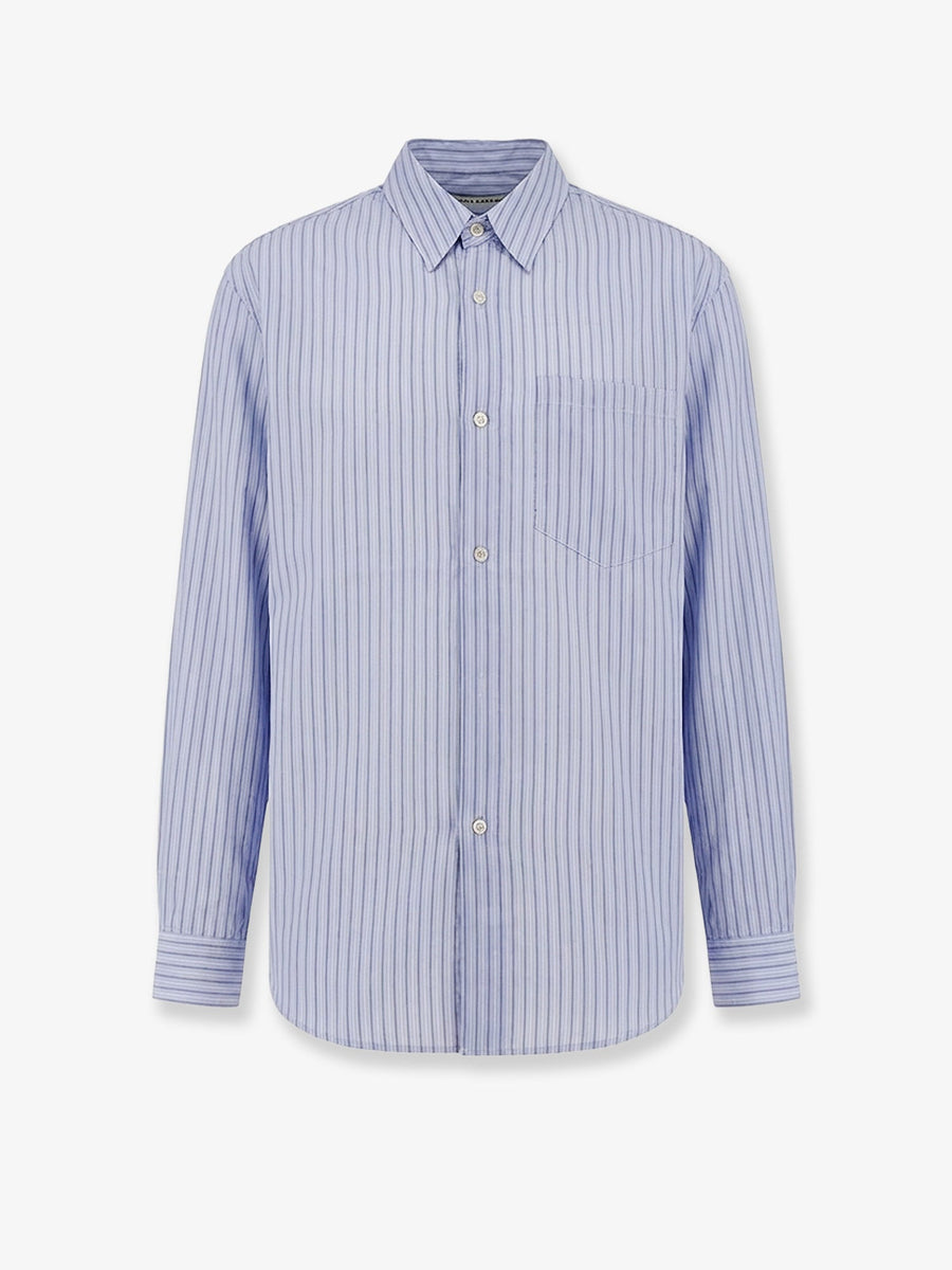 Lyocell Shirt With Striped Motif Blue