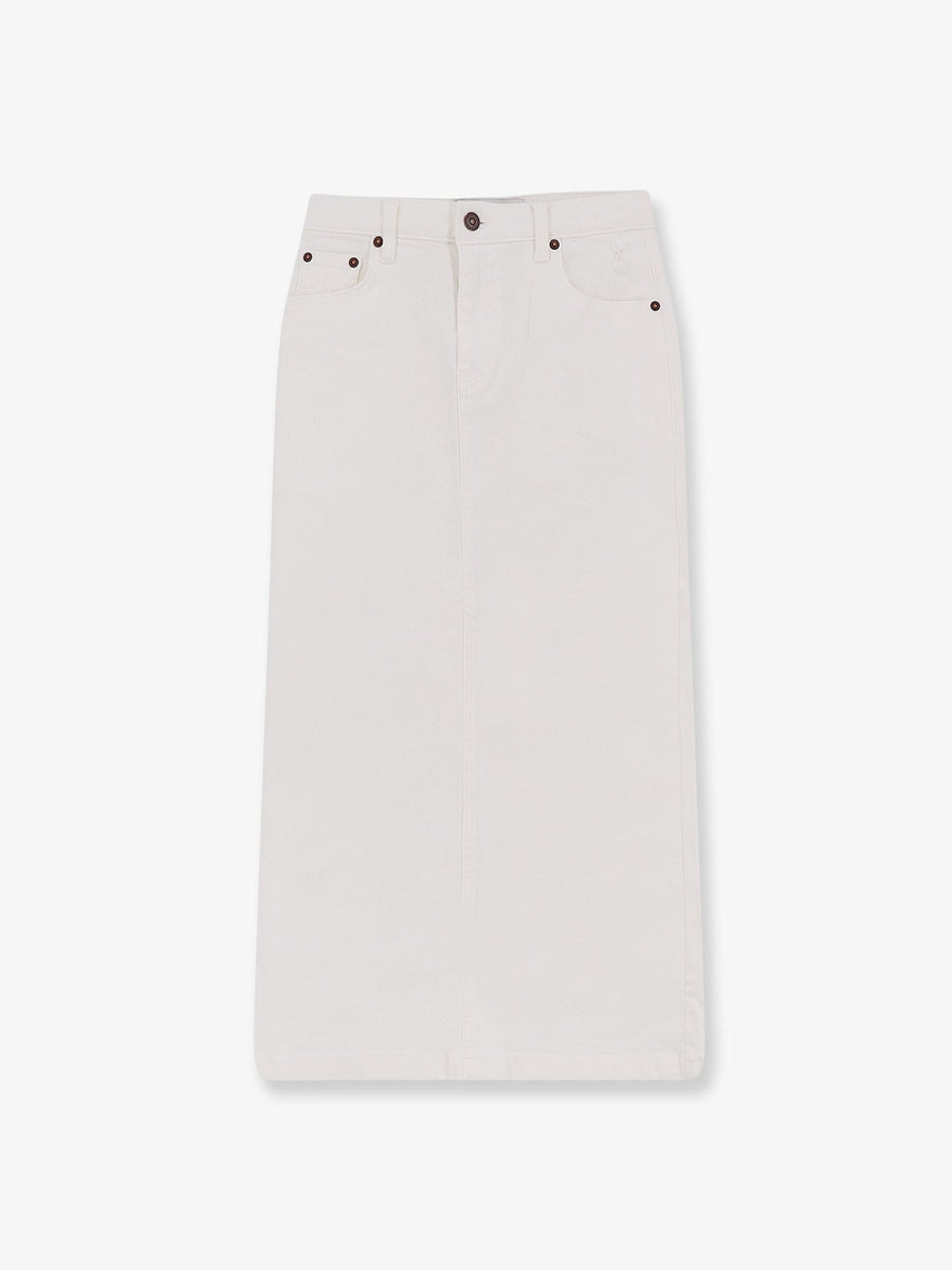 Cotton Skirt With Ripped Detail White
