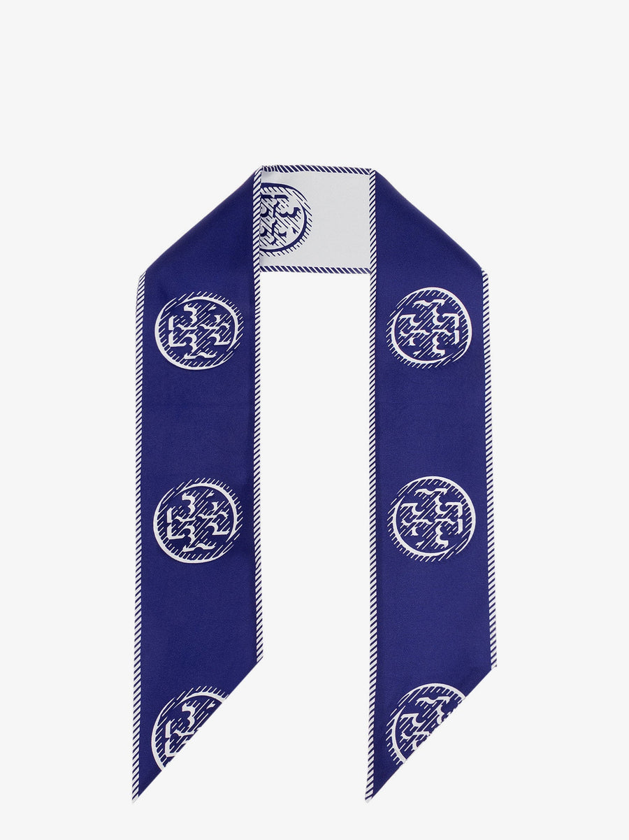 Medallion Logo Ribbon Silk Tie Blue Body: Neckties & Collars