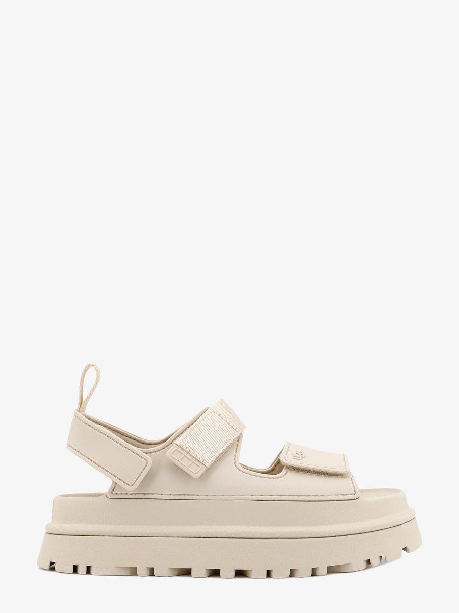 Rubber Sandals With Embossed Logo, Beige