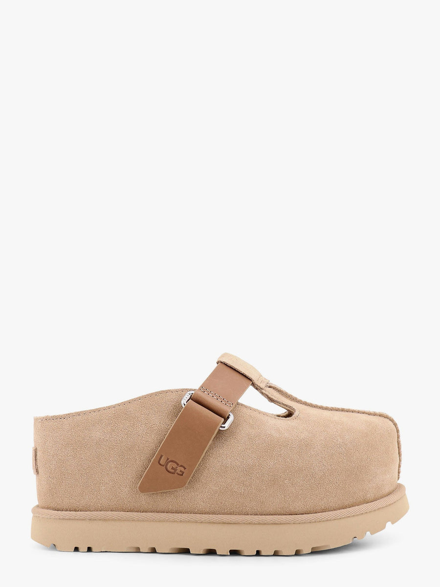 Beige Suede Sandals With Strap Closure