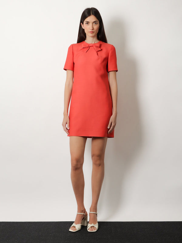 Short Dress Red Wool-Silk Virgin Wool