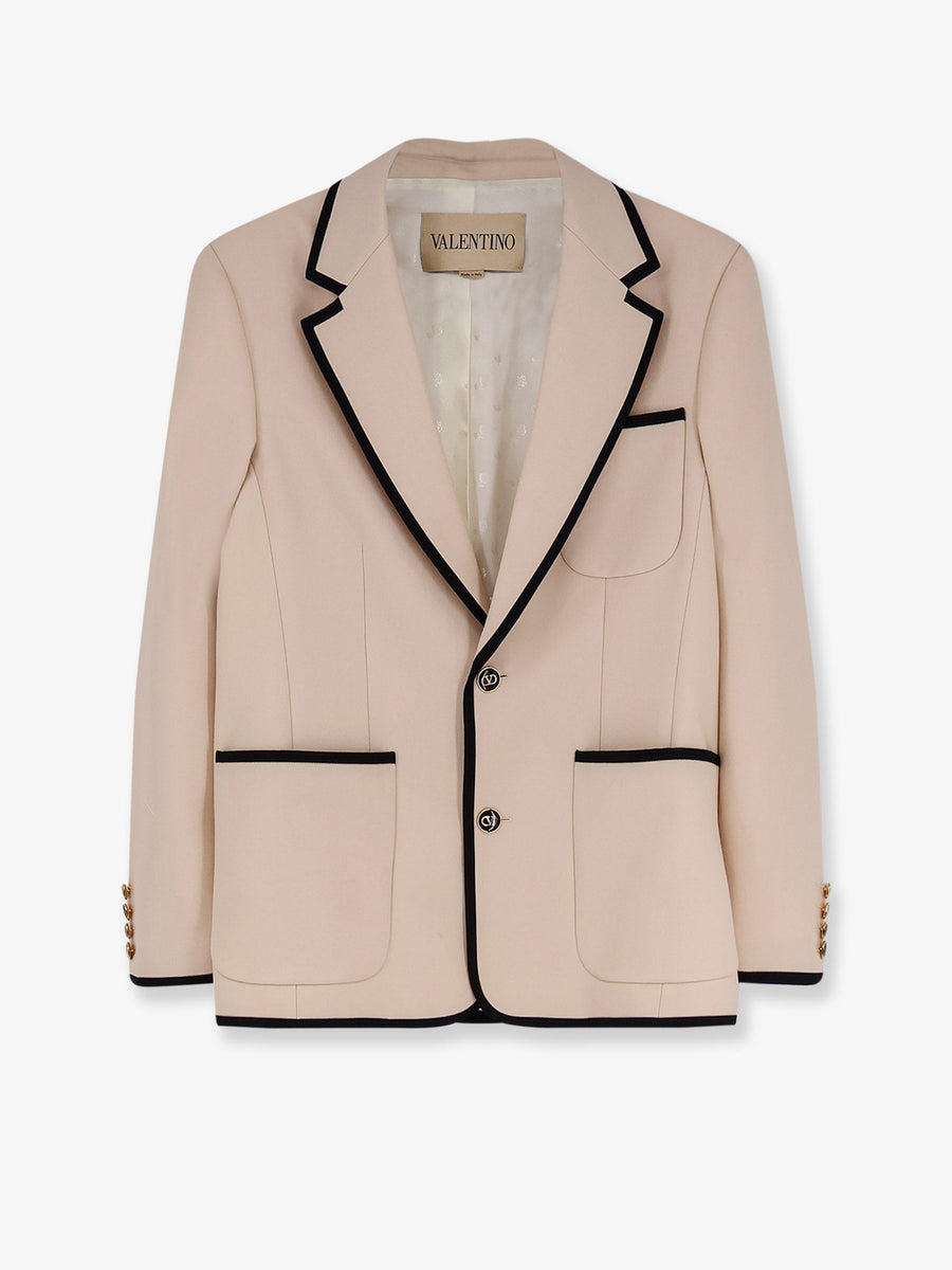 Single-Breasted Virgin Wool Blazer White Blazers